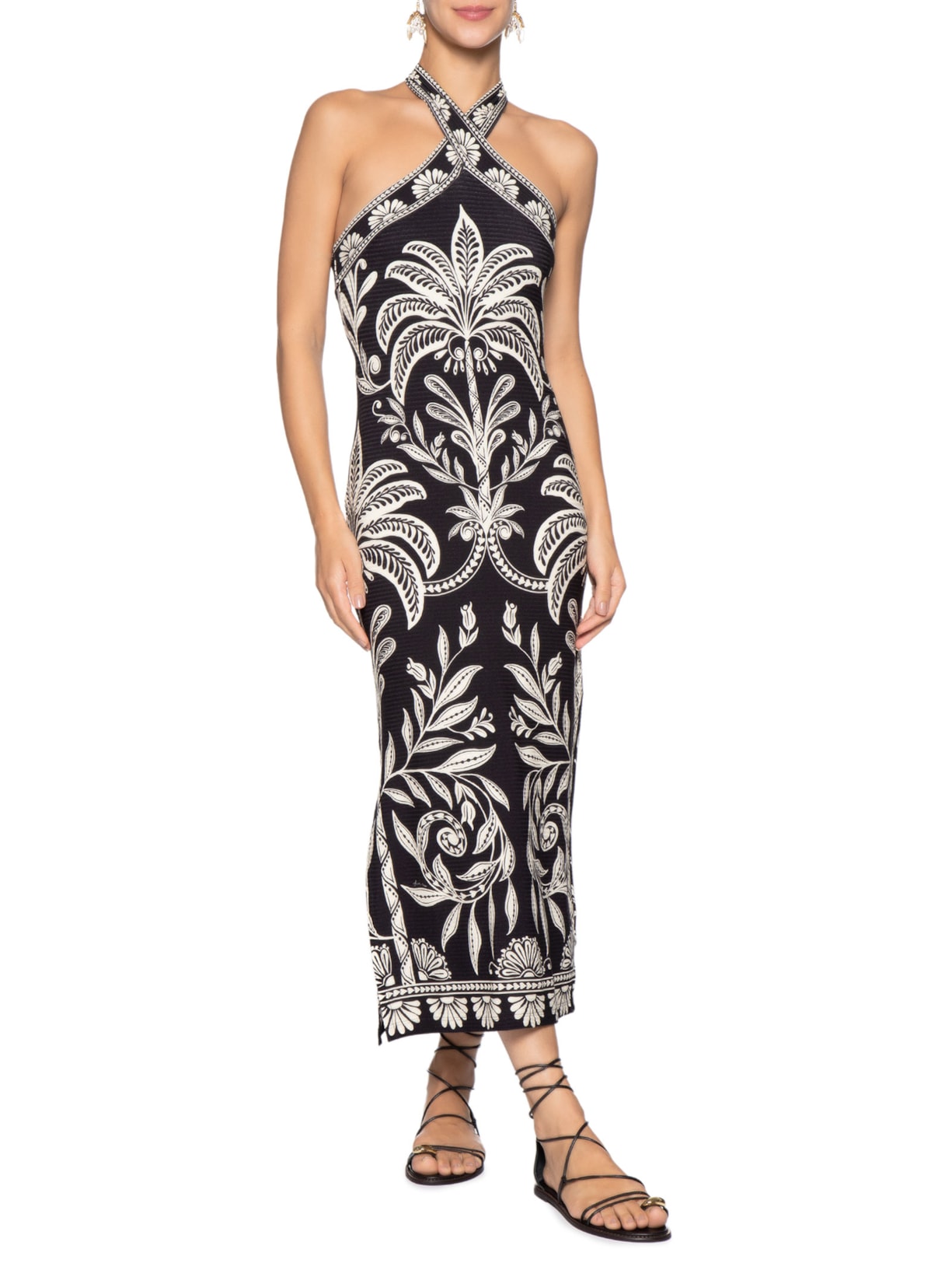 Vestido Midi Coqueiro Sereno Preto Farm