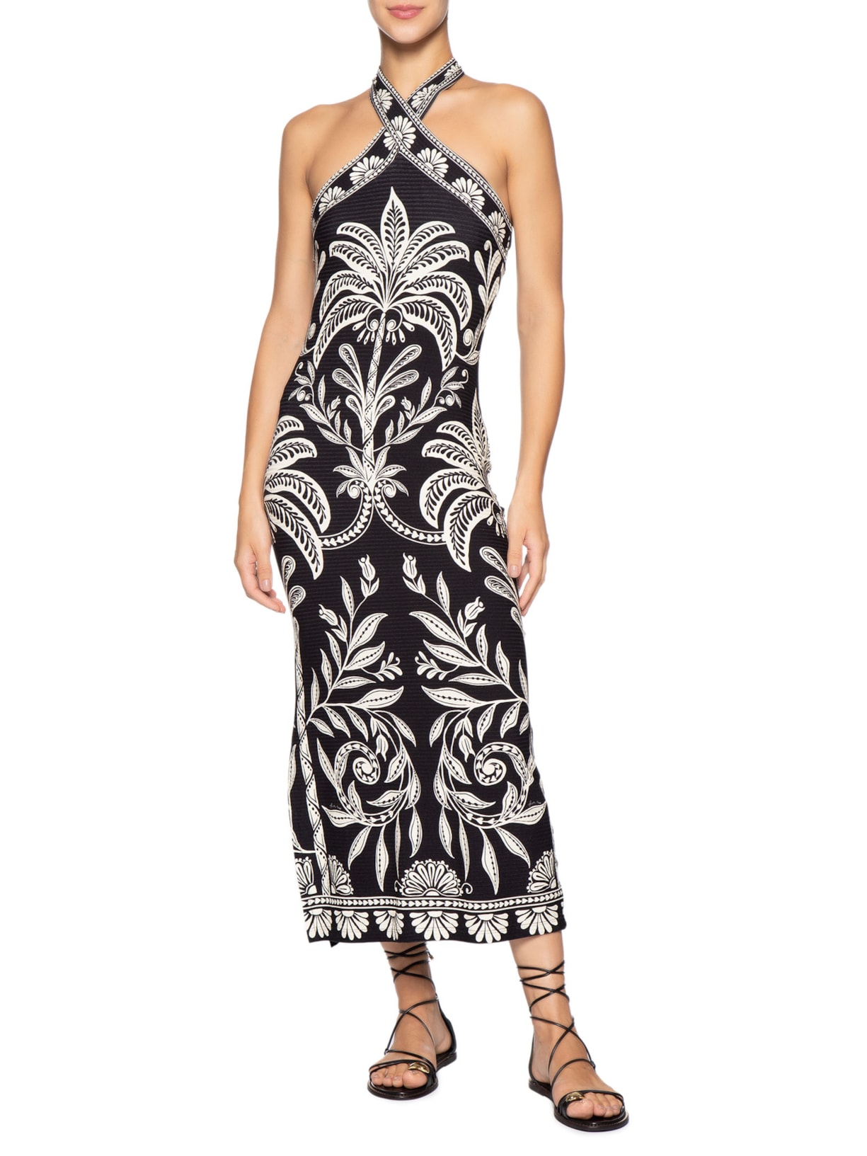 Vestido Midi Coqueiro Sereno Preto Farm