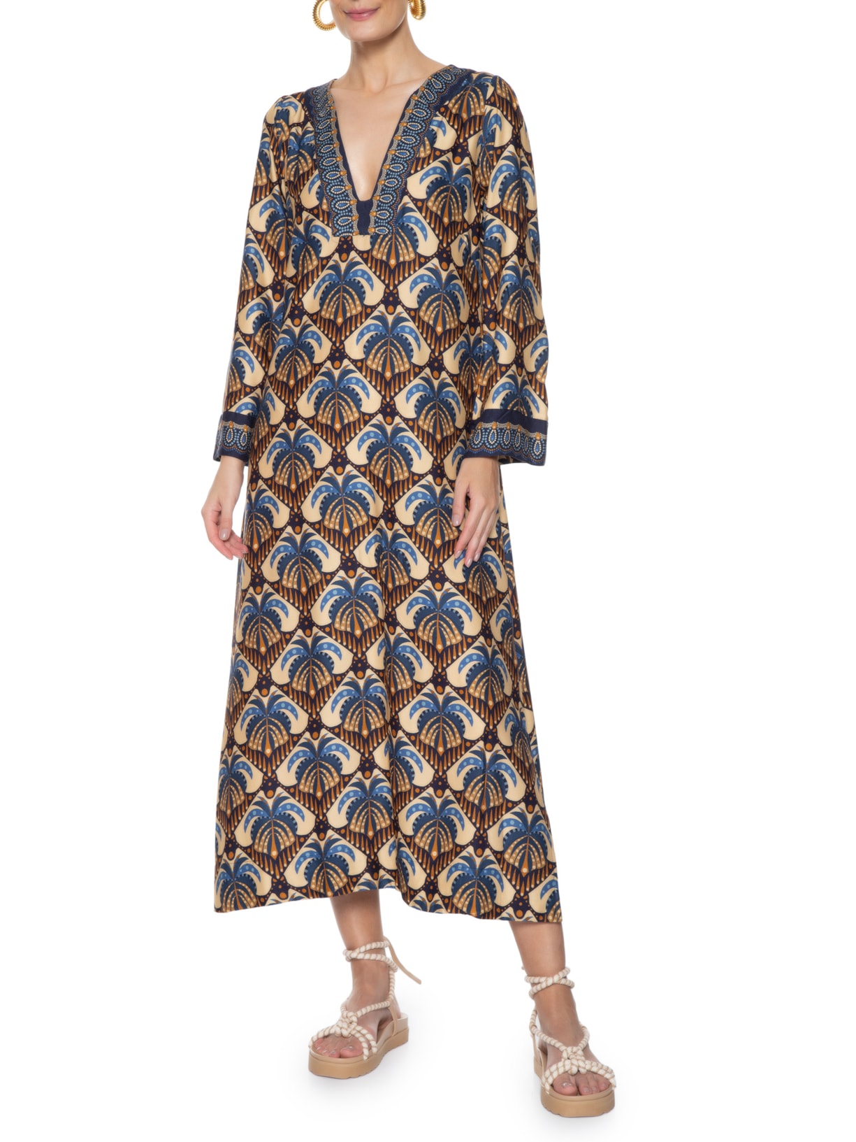 Vestido Midi Coqueirou Azul Farm