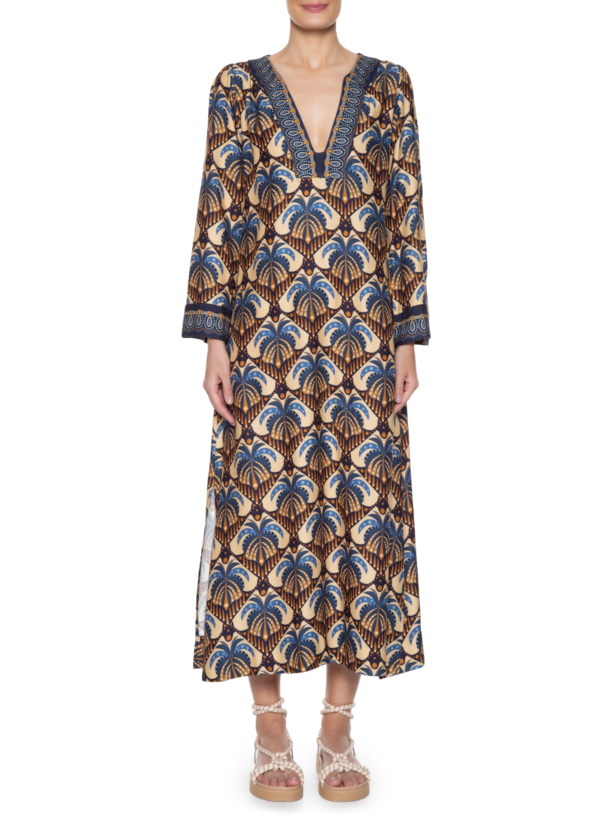 Vestido Midi Coqueirou Azul Farm