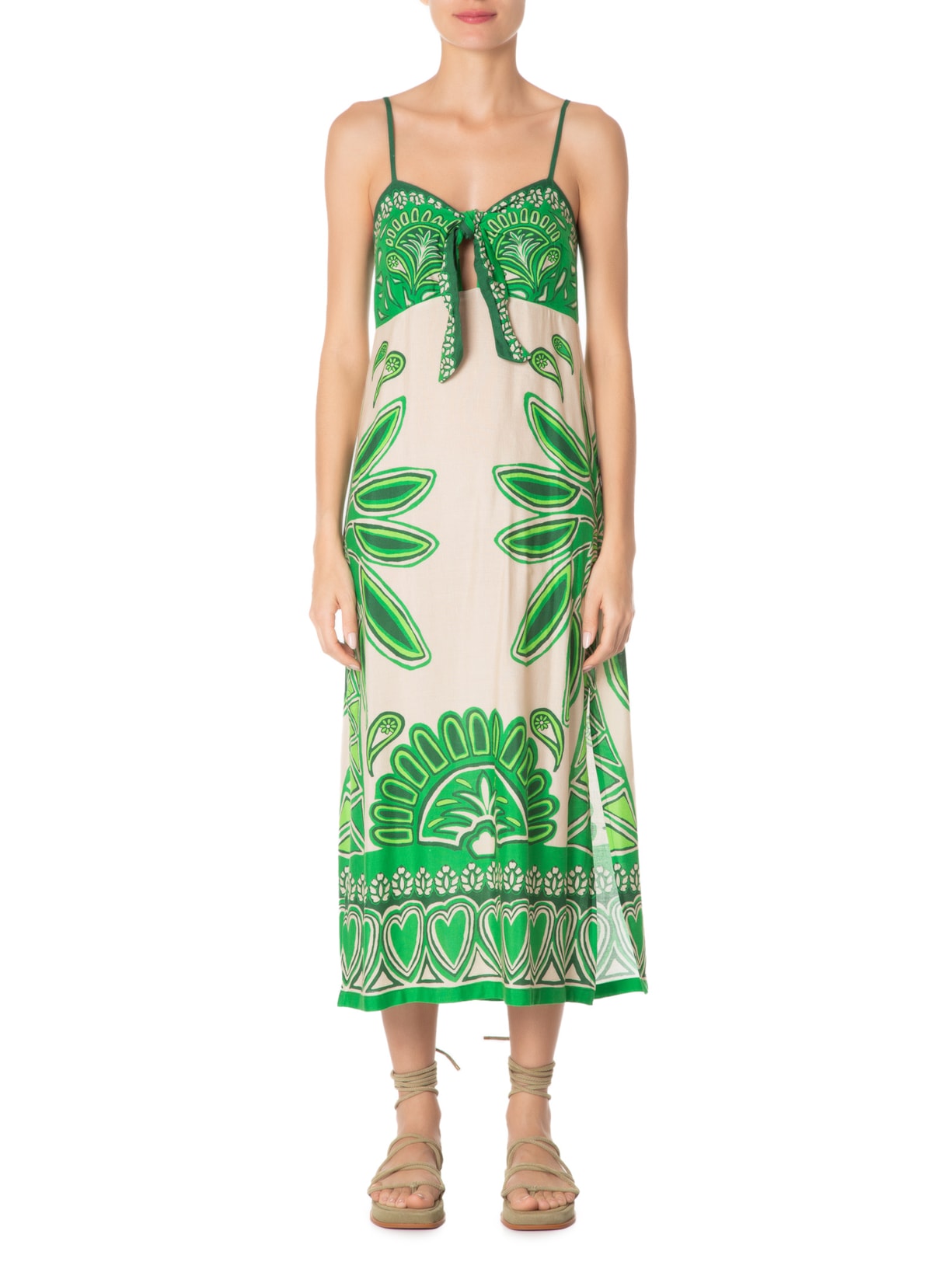 Vestido Midi Coquetel Boho Verde Farm