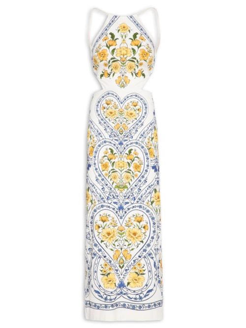 Vestido Midi Coração Boho – Azul