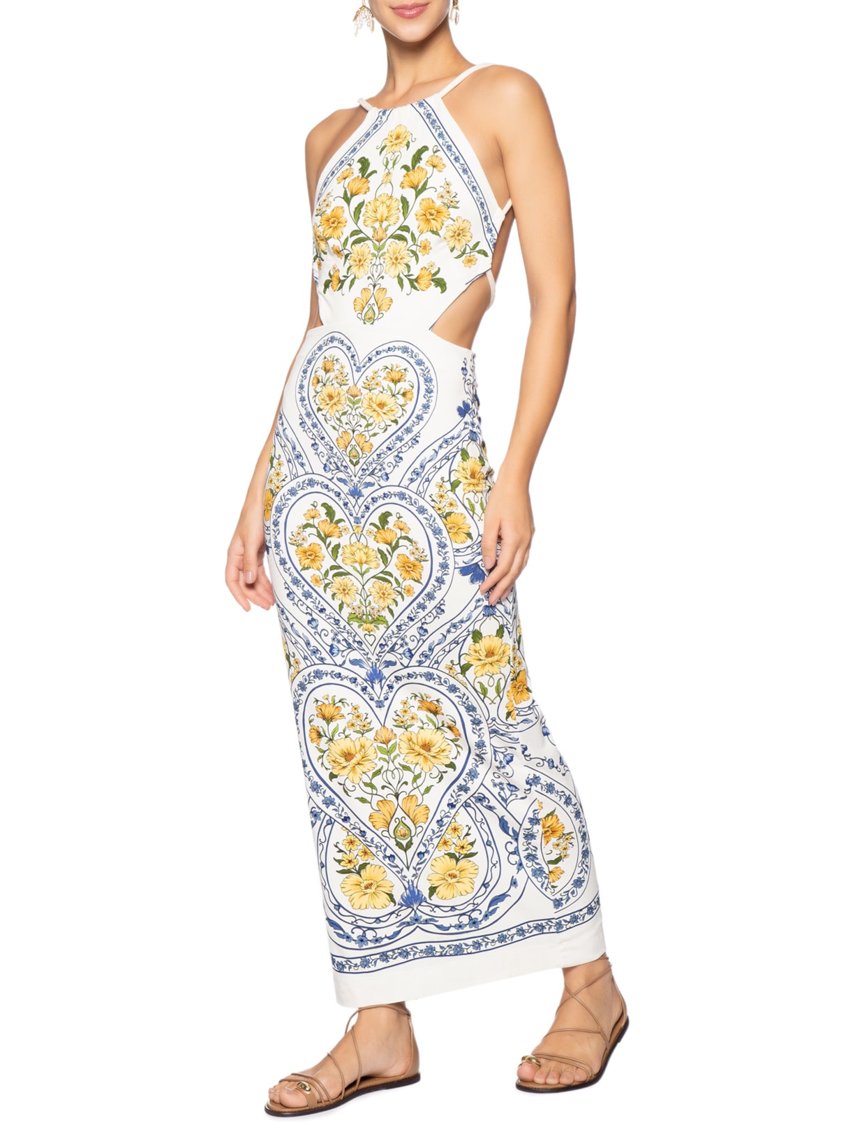 Vestido Midi Coração Boho – Azul Farm