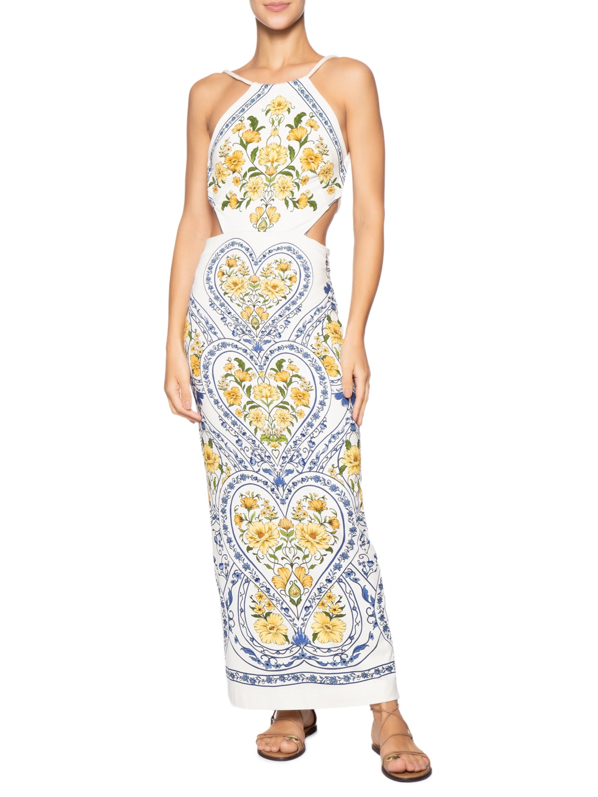 Vestido Midi Coração Boho – Azul Farm