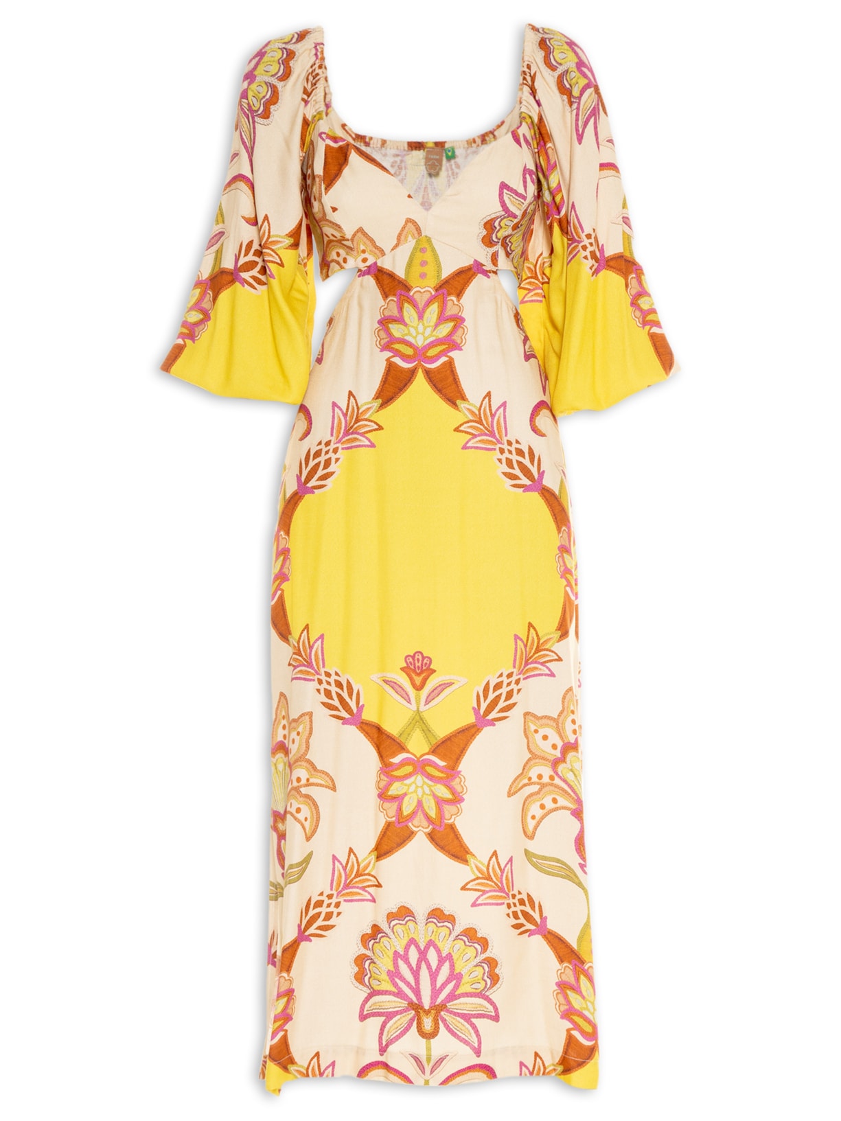 Vestido Midi Cornely Corrido - Amarelo