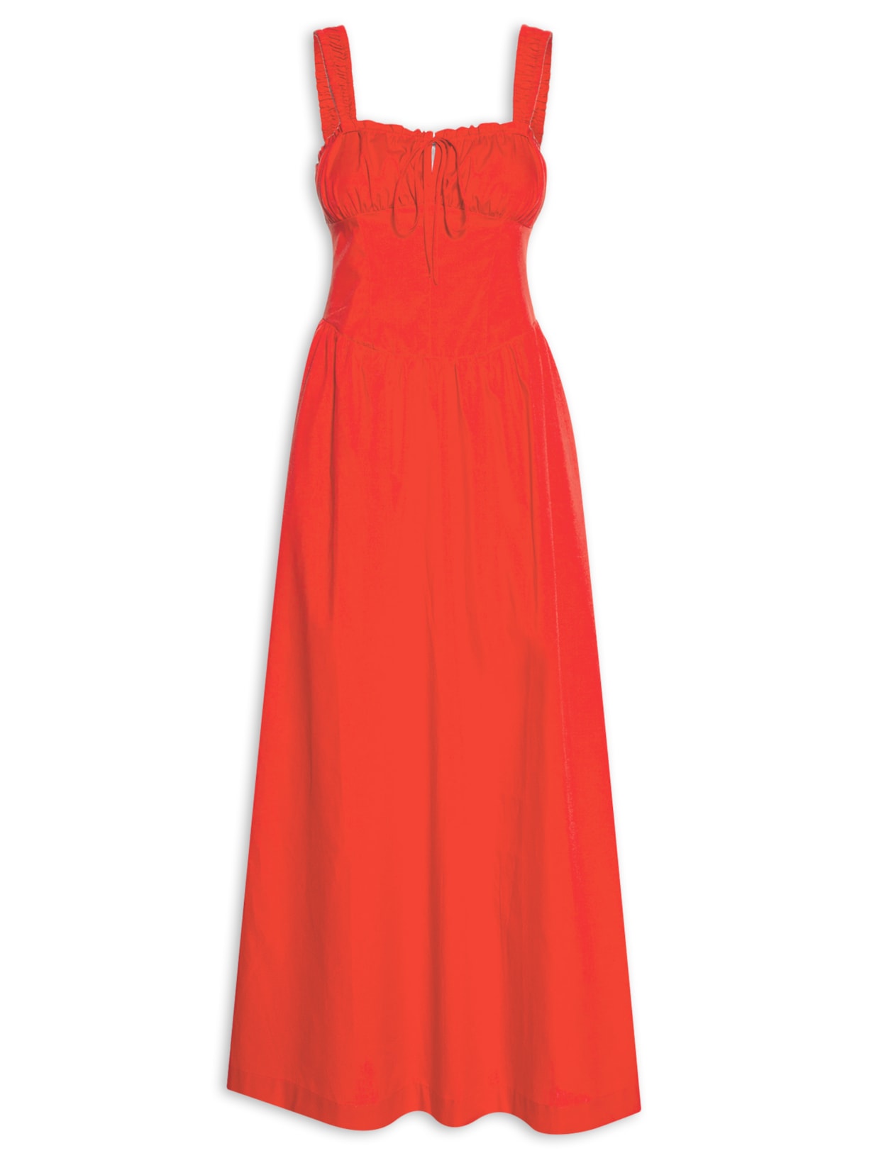 Vestido Midi Corset Franzidos - Vermelho