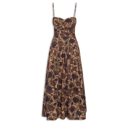Vestido Midi Cotton Jardim - Marrom