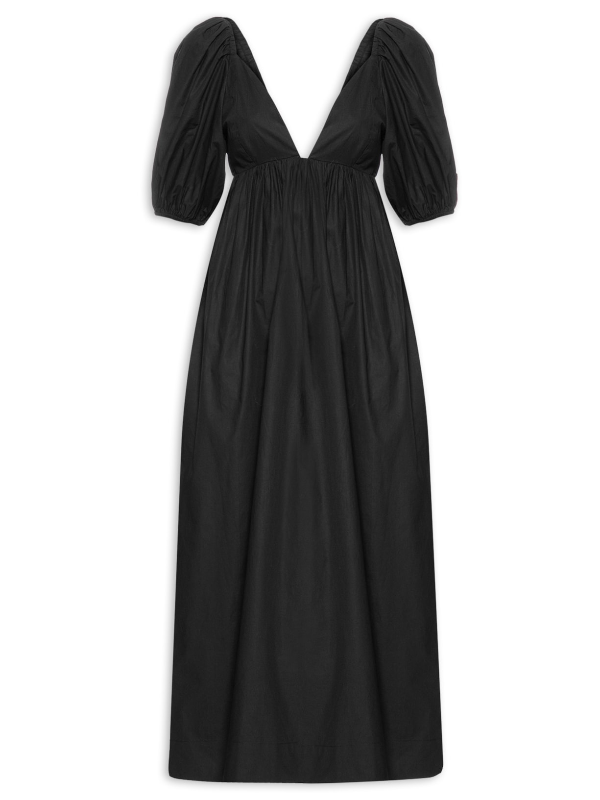 Vestido Midi Cotton Poplin - Preto