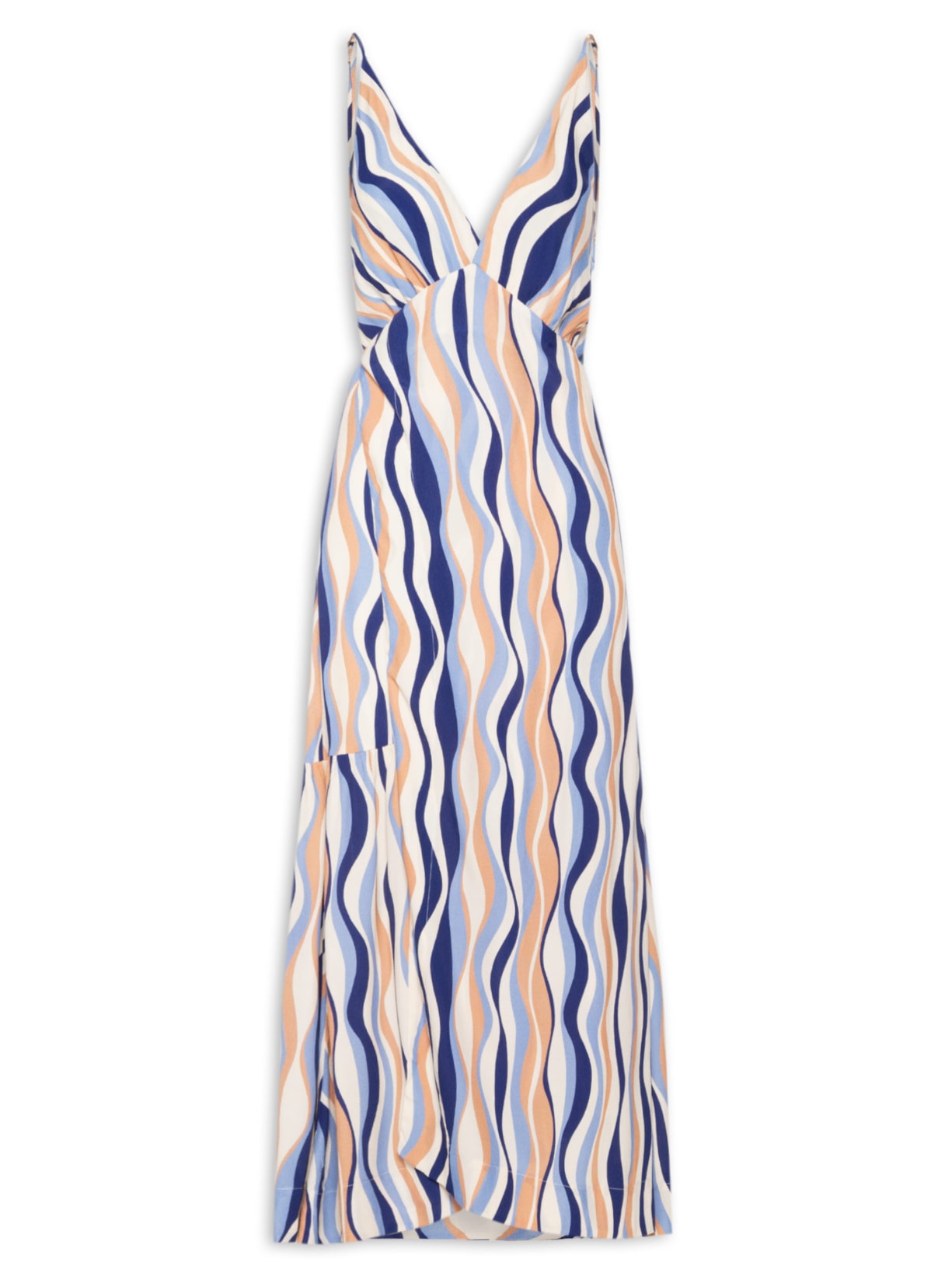 Vestido Midi Crepe Estampa Carioca - Azul