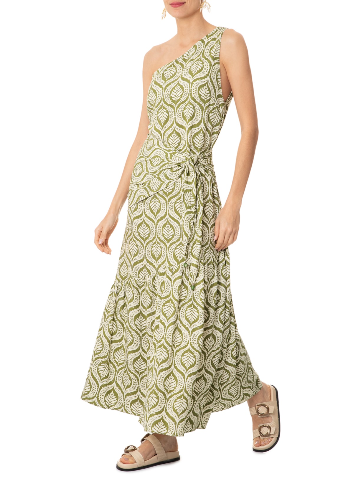 Vestido Midi Crepe Estampa Jardim Verde Dress To