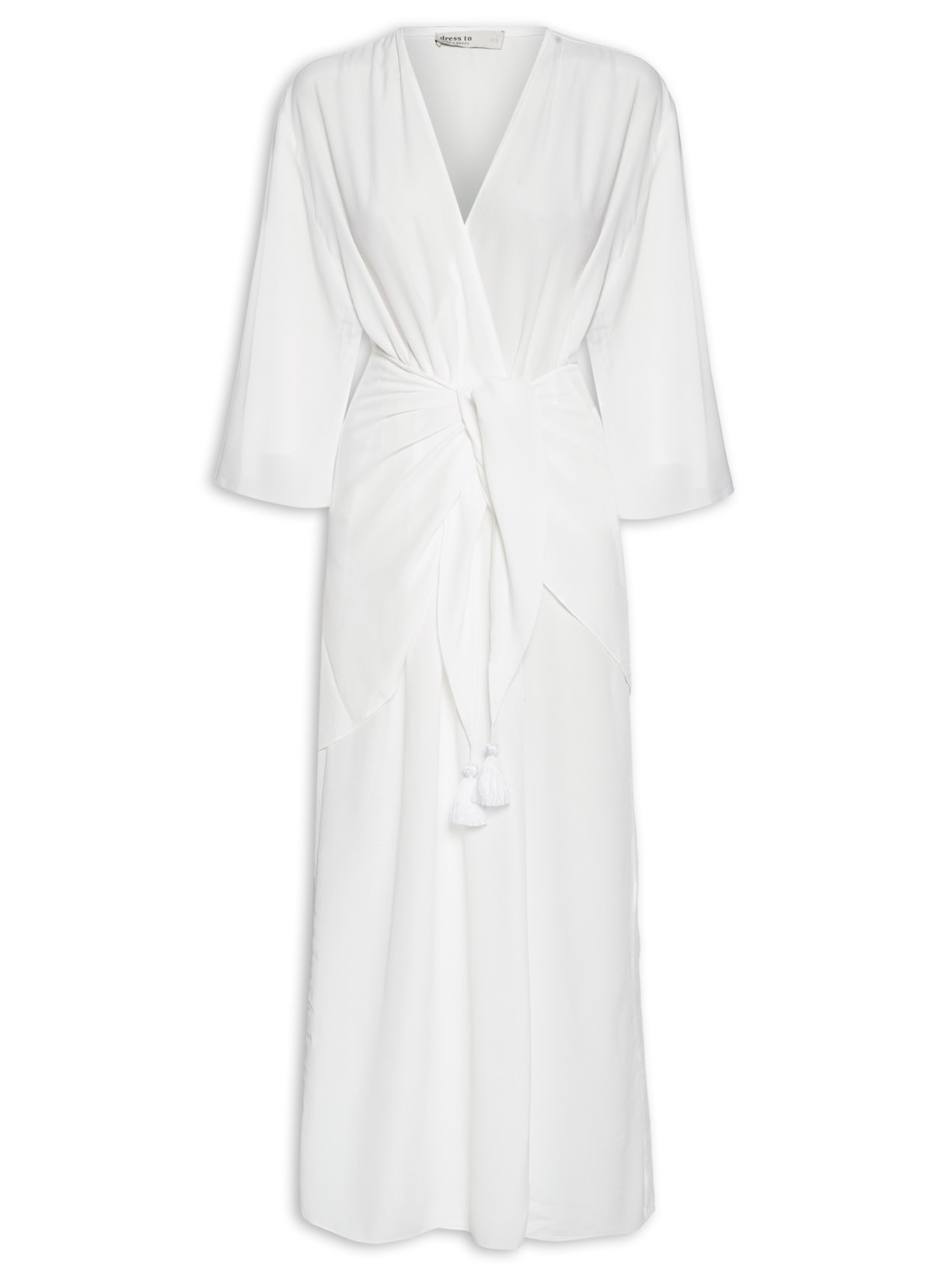 Vestido Midi Crepe Pareô - Branco