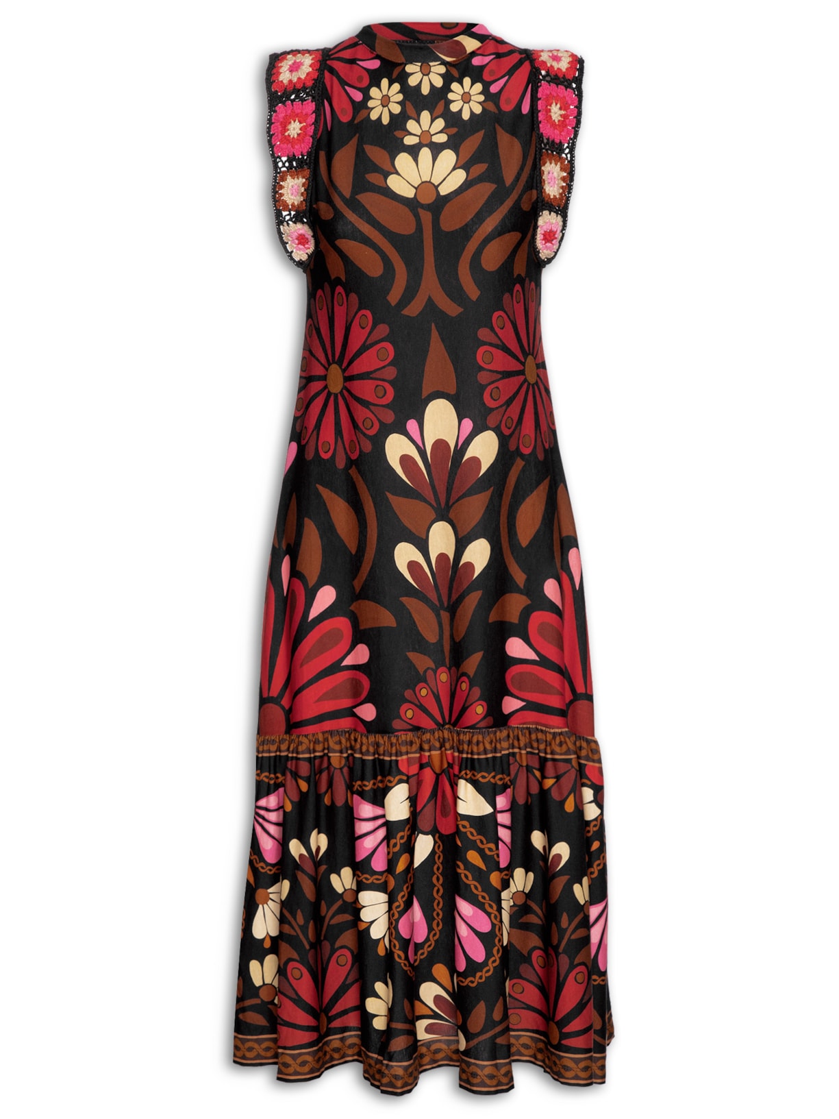 Vestido Midi Crochê Florejo - Marrom