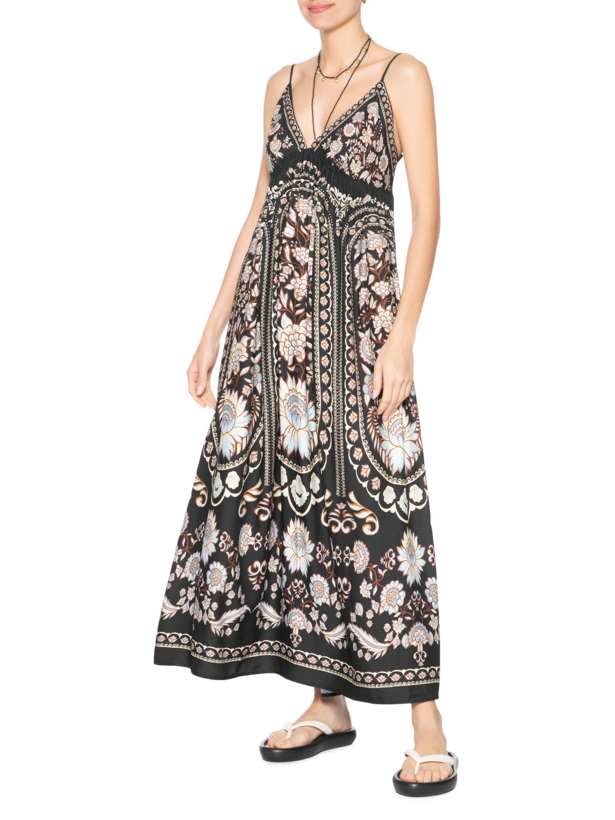 Vestido Midi Daniela Preto Farm