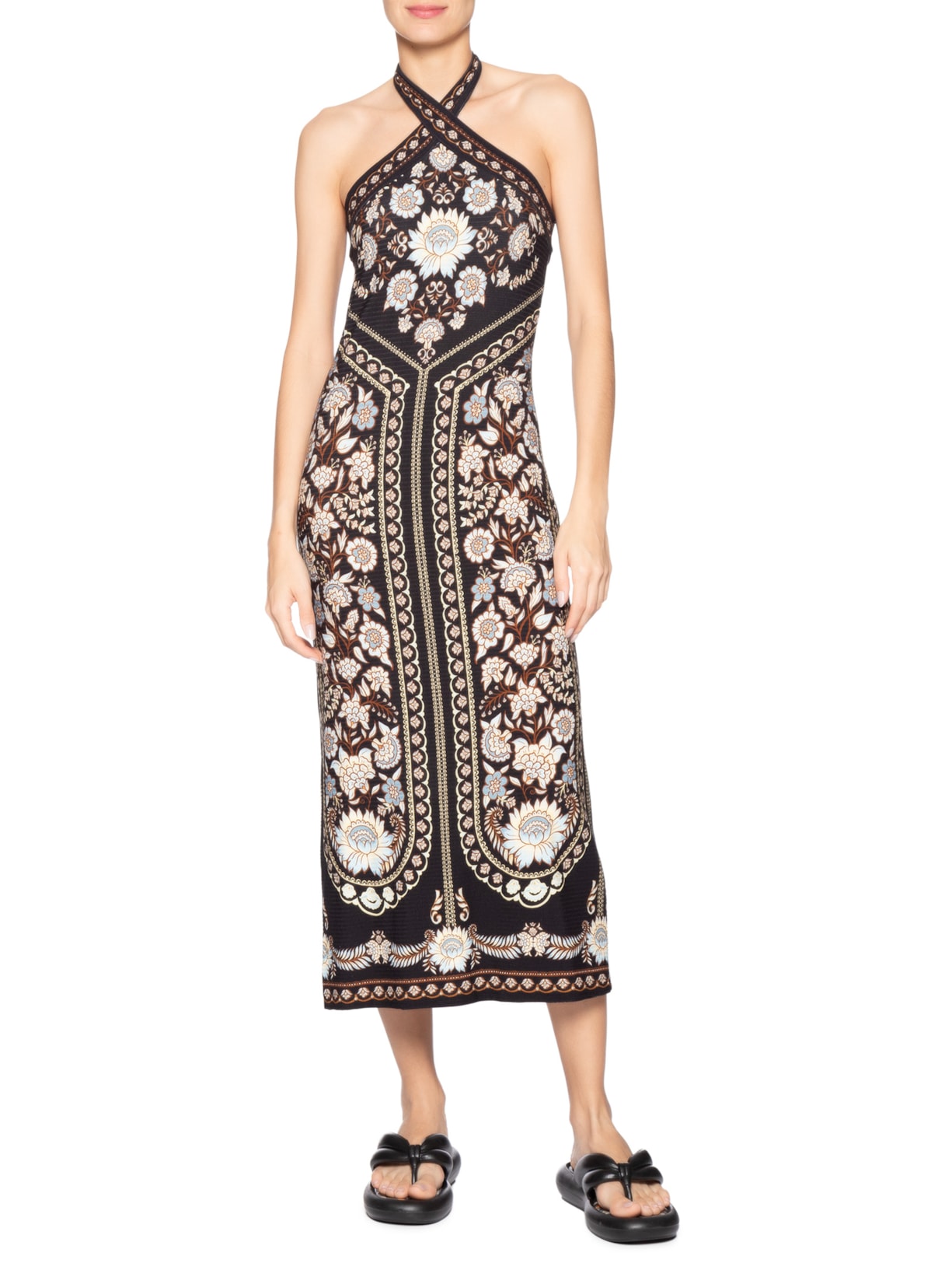 Vestido Midi Daniela Preto Farm