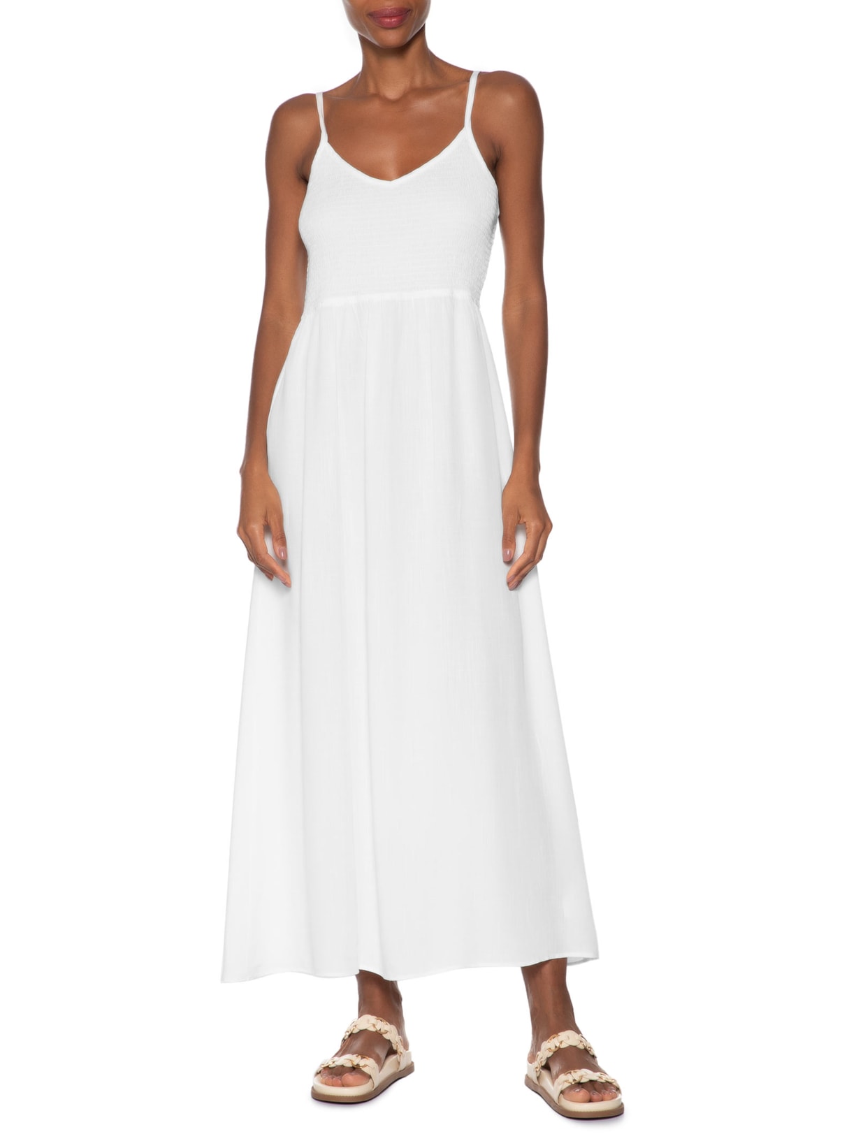 Vestido Midi De Alça Branco Basiq