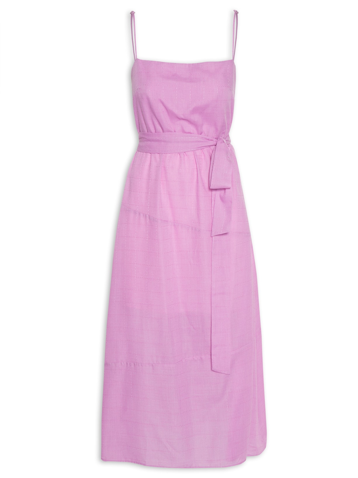 Vestido Midi De Alcinha Com Recortes - Rosa