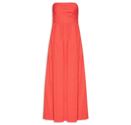 Vestido Midi De Algodão - Vermelho