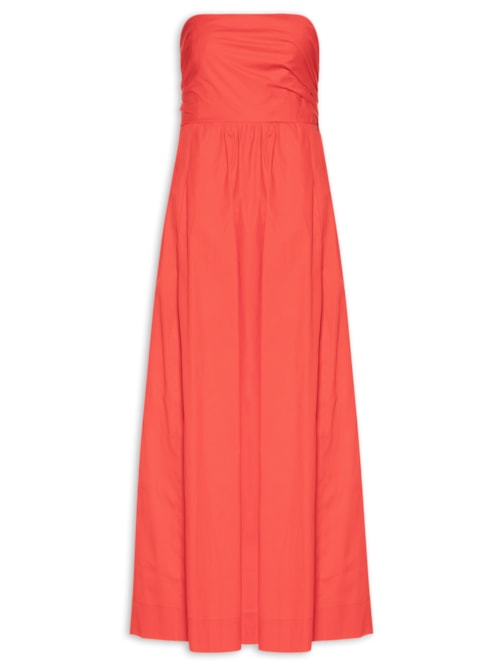 Vestido Midi De Algodão - Vermelho