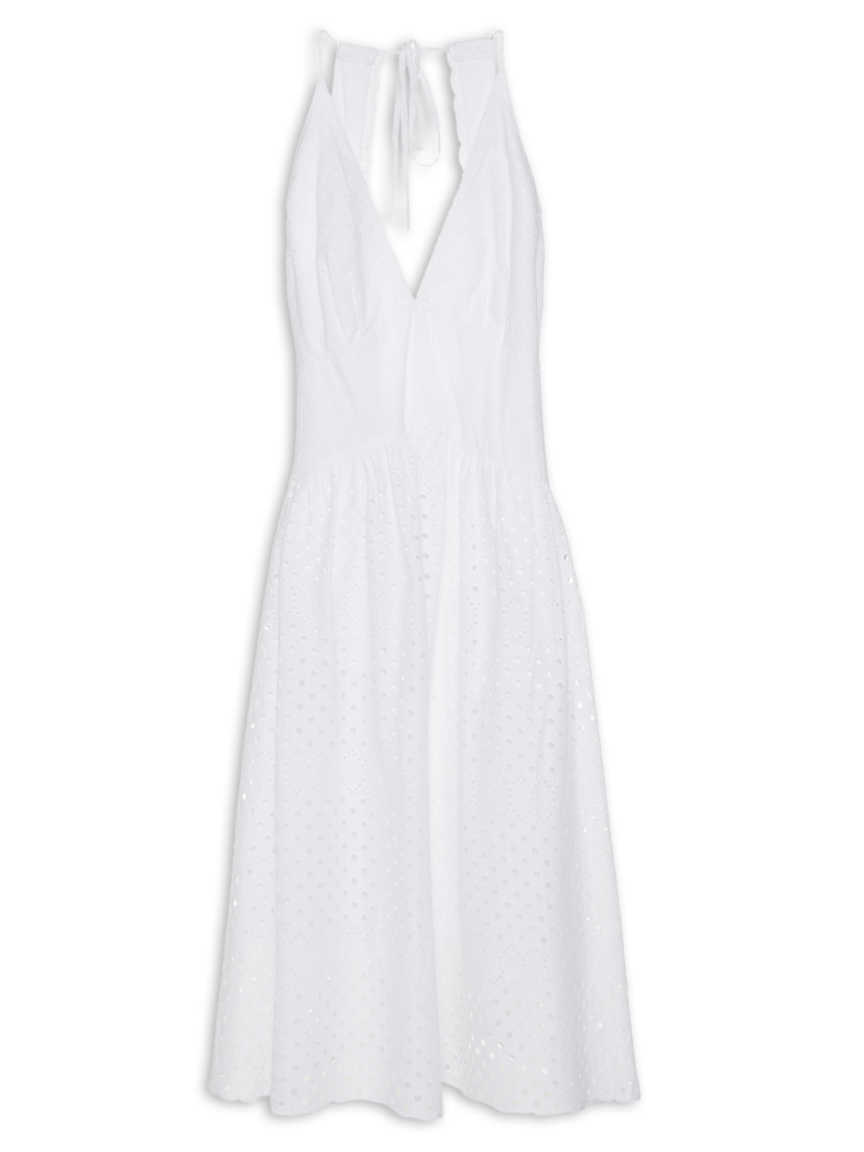 Vestido Midi De Laise Amarração Costas - Off White