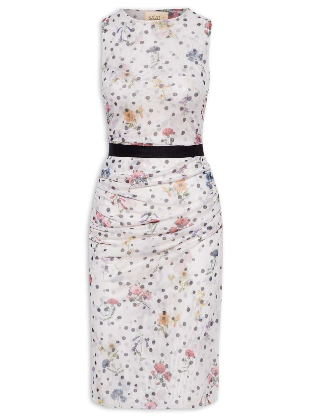 Vestido Midi De Tule Estampado Duda - Bege