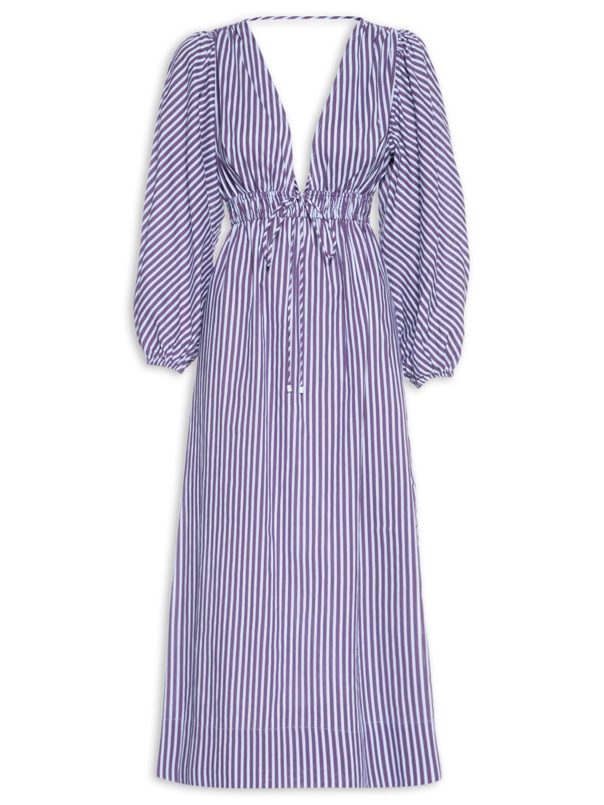 Vestido Midi de Voil Listrado – Roxo