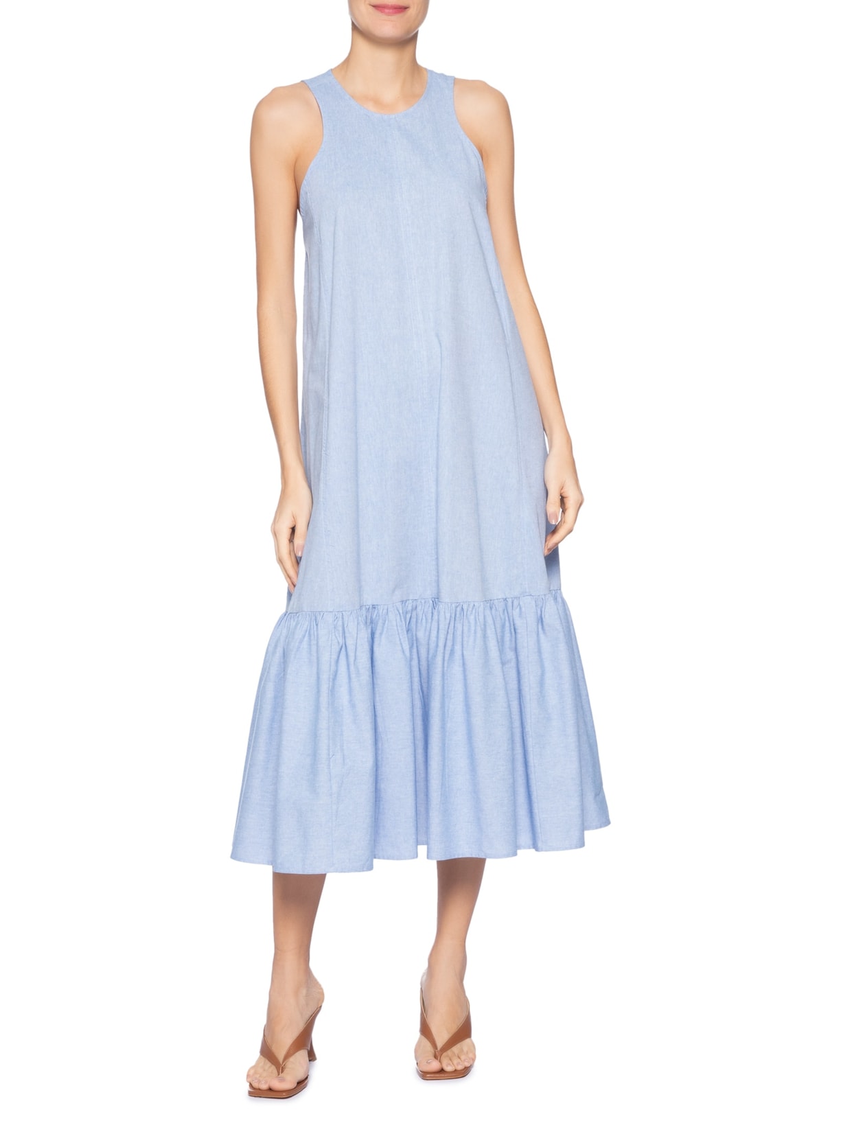 Vestido Midi Decote Halter – Azul Animale