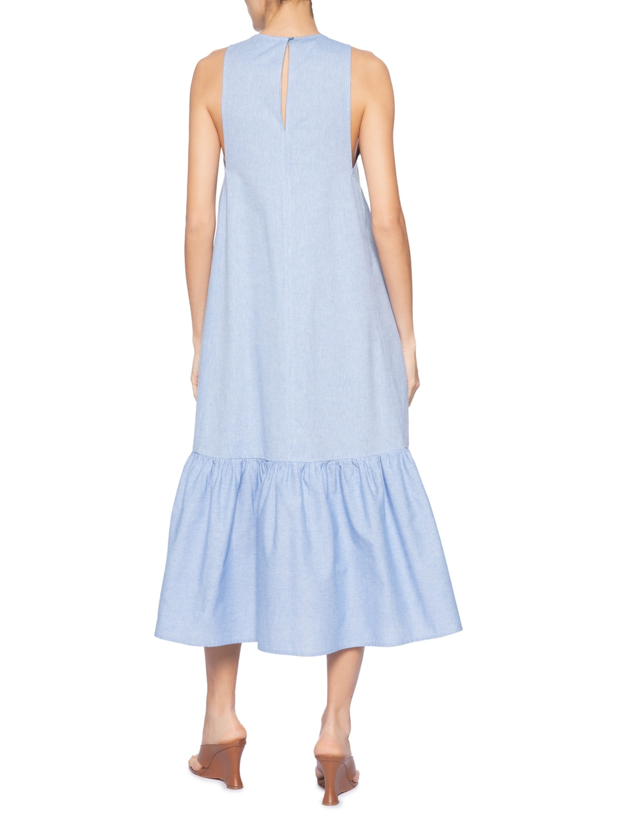 Vestido Midi Decote Halter – Azul Animale