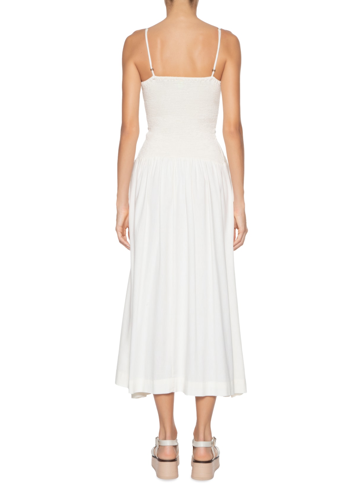 Vestido Midi Decote Irregular Branco Farm