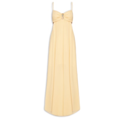 Vestido Midi Decote Metal - Amarelo