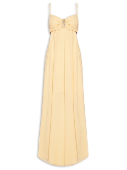 Vestido Midi Decote Metal - Amarelo