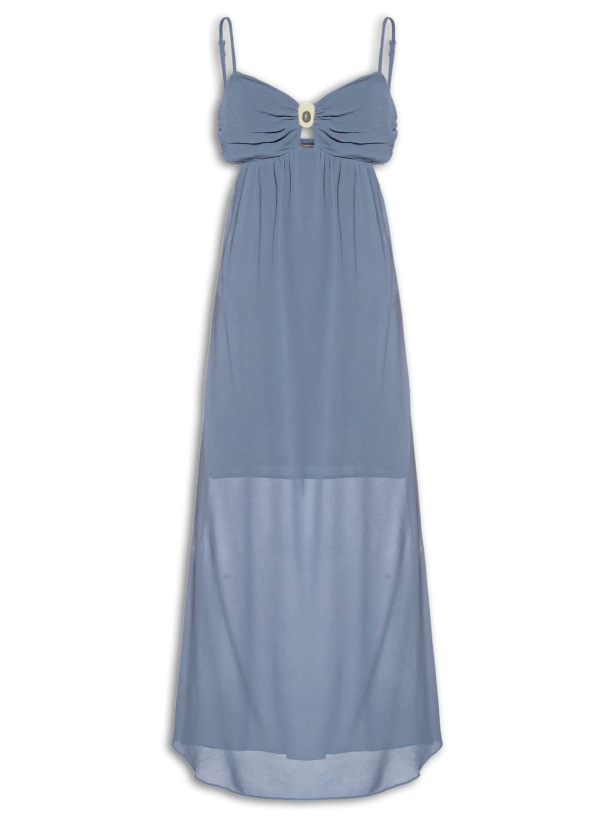 Vestido Midi Decote Metal Azul Maria Filó