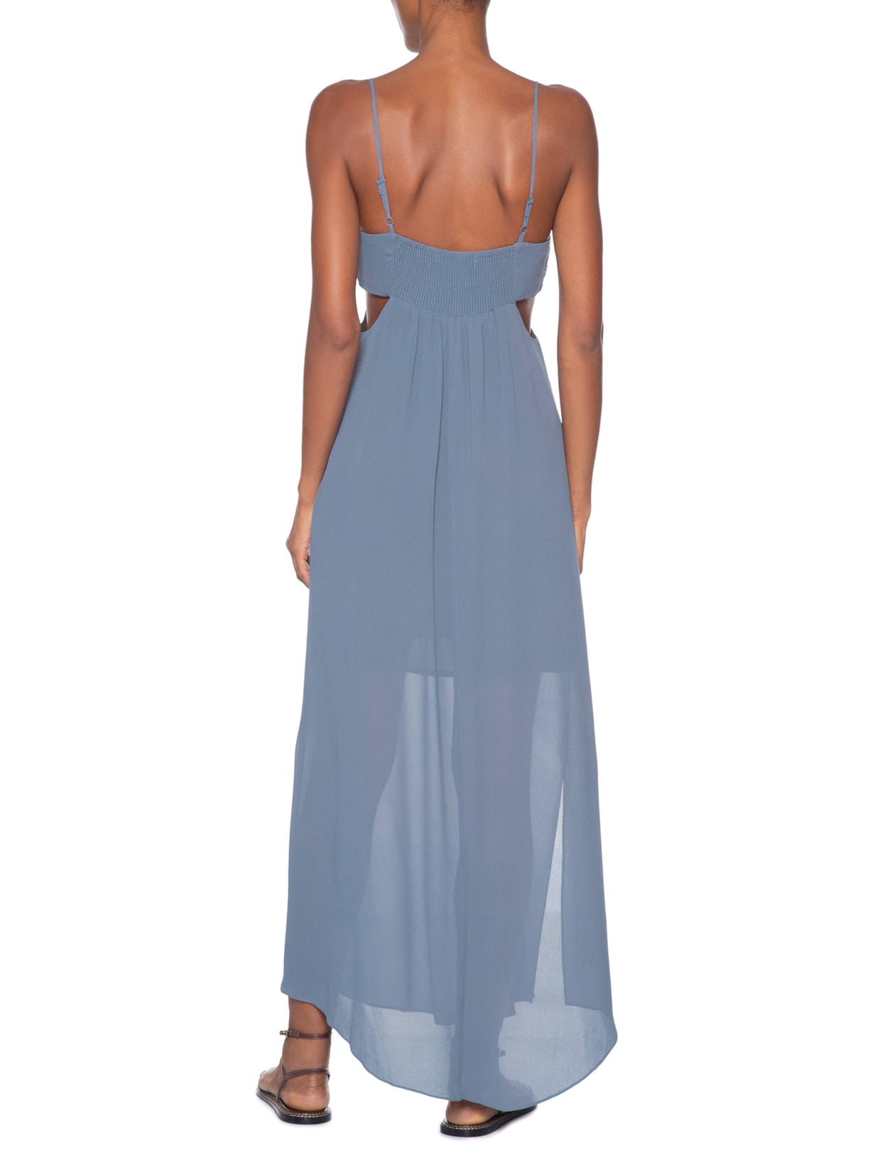 Vestido Midi Decote Metal Azul Maria Filó