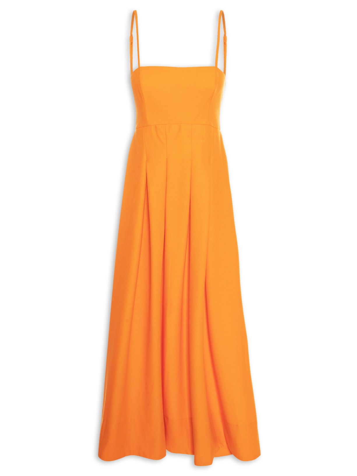 Vestido Midi Decote Reto - Laranja