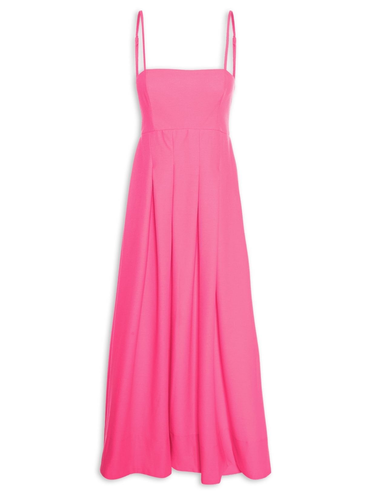 Vestido Midi Decote Reto - Rosa
