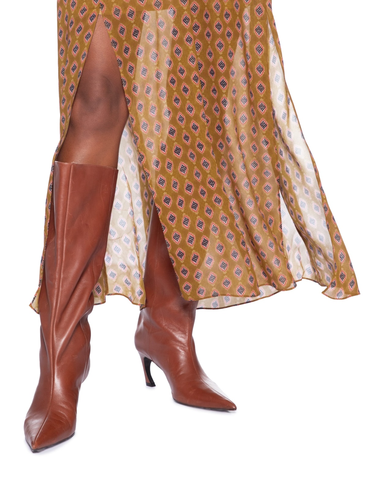 Vestido Midi Decote V Estampado Amarelo Animale