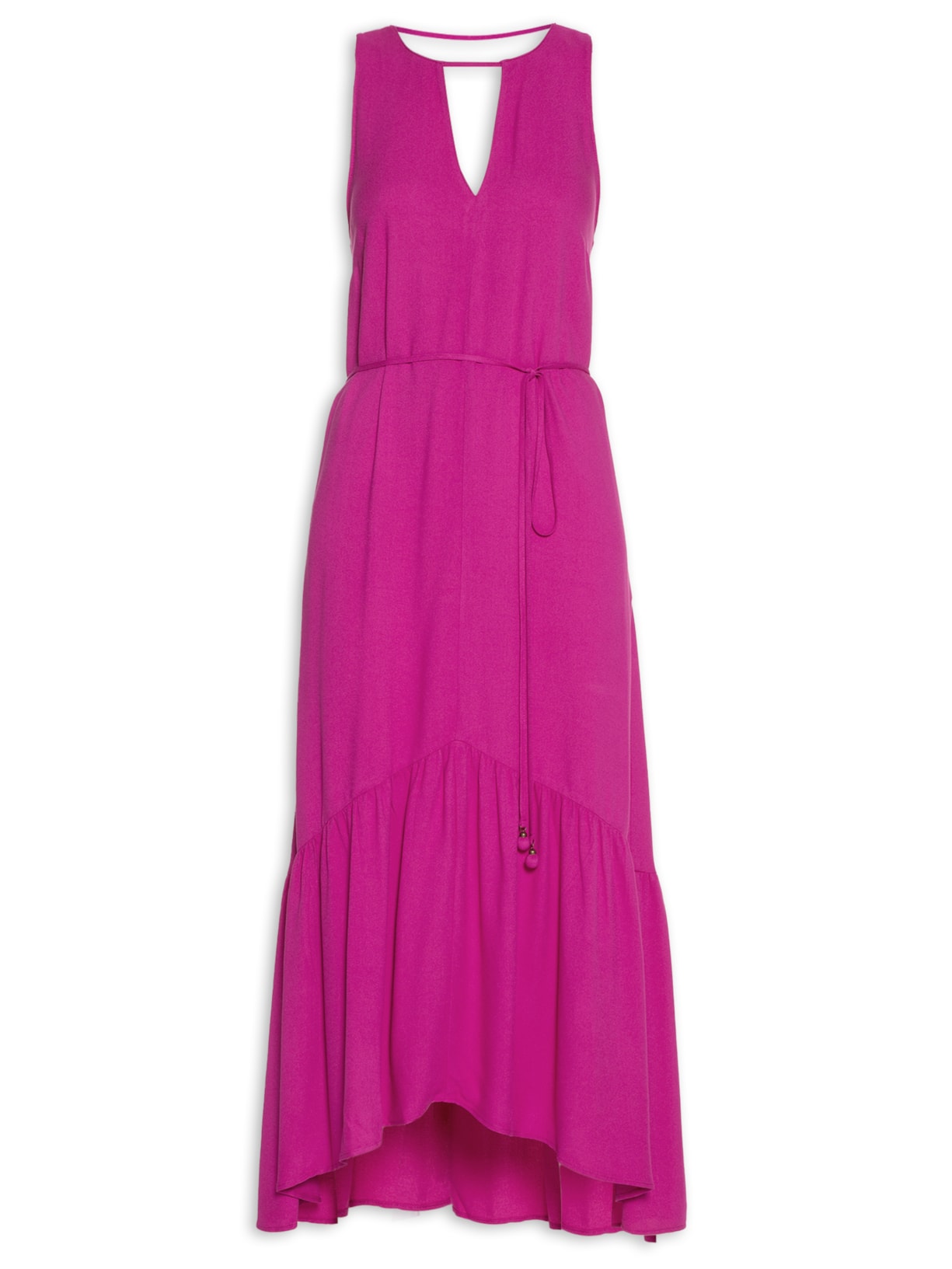 Vestido Midi Decote V - Rosa