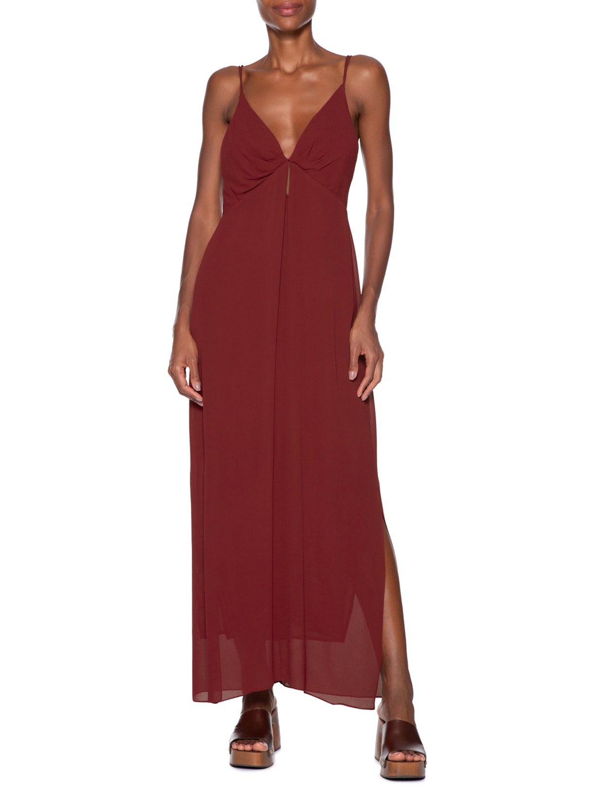 Vestido Midi Decote V Vermelho Animale