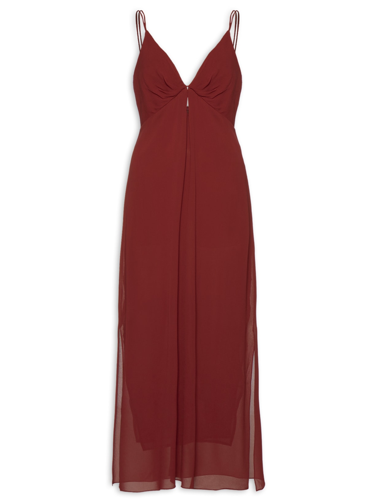 Vestido Midi Decote V Vermelho Animale