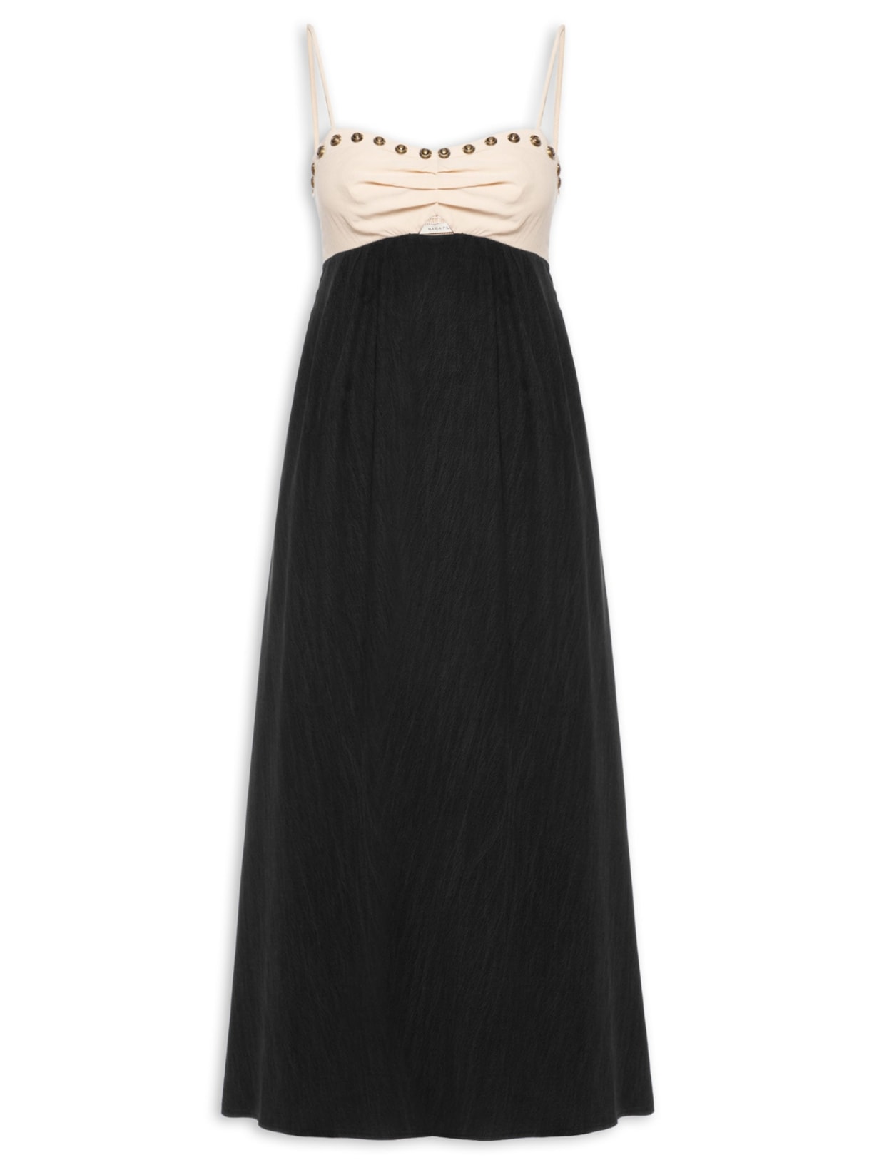 Vestido Midi Decote Vazado Preto Maria Filó