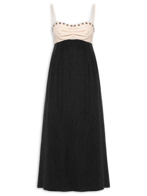 Vestido Midi Decote Vazado - Preto