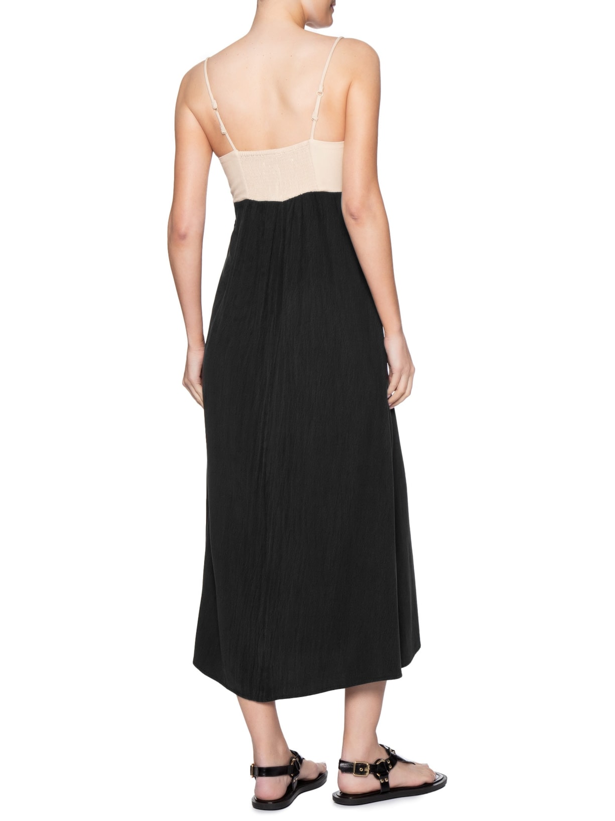 Vestido Midi Decote Vazado Preto Maria Filó