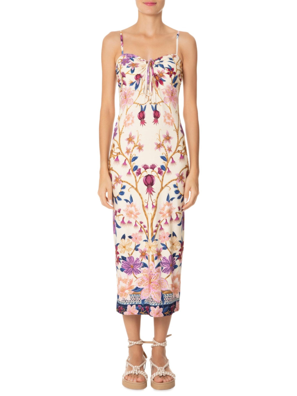 Vestido Midi Delicadeza Floral Off White Farm