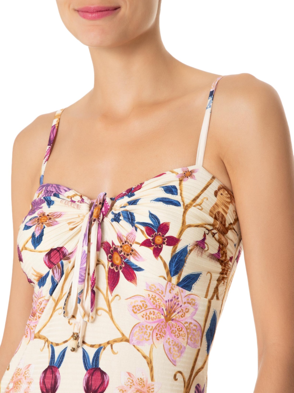 Vestido Midi Delicadeza Floral Off White Farm