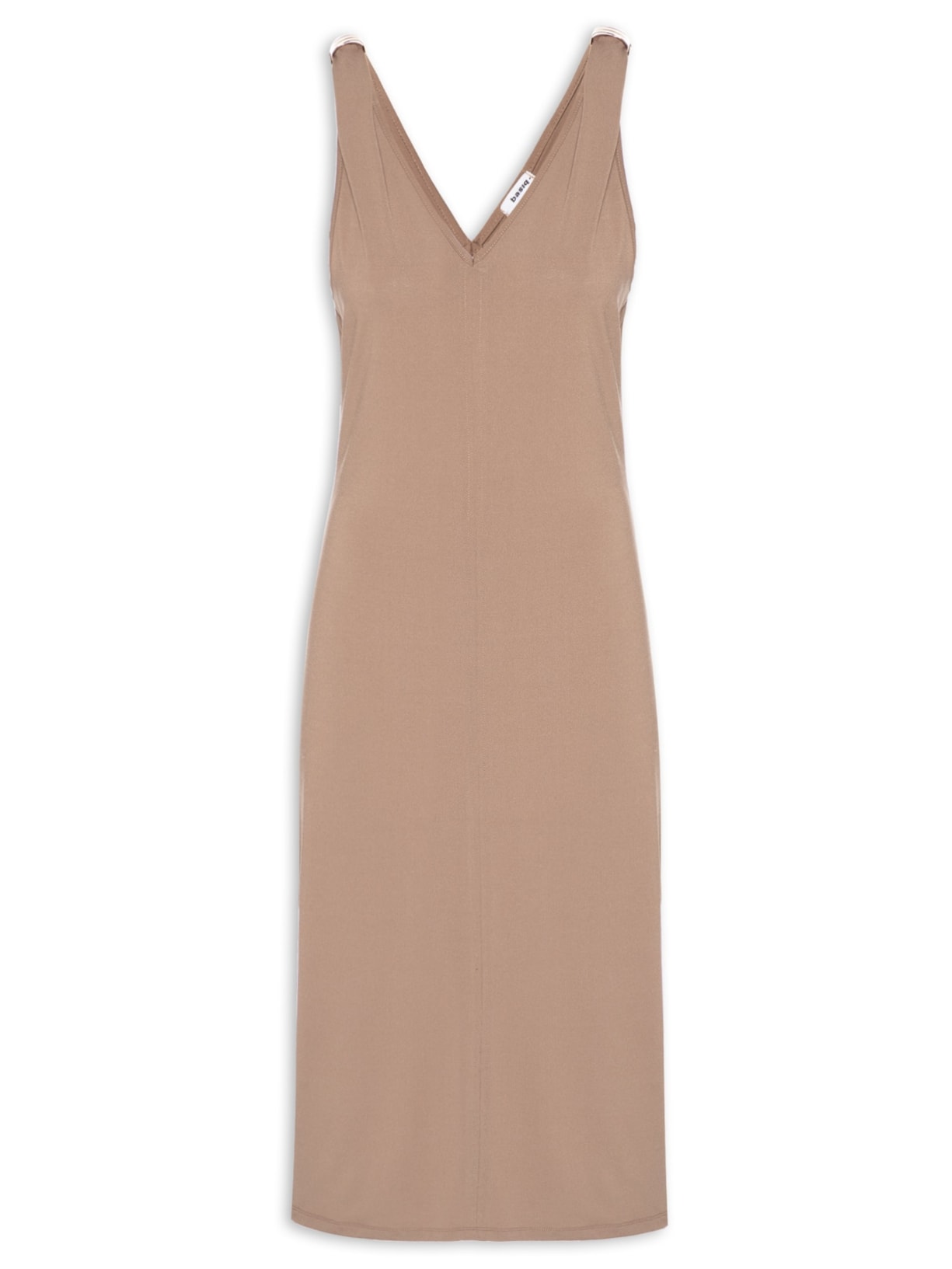 Vestido Midi Detalhe Em Metal - Bege