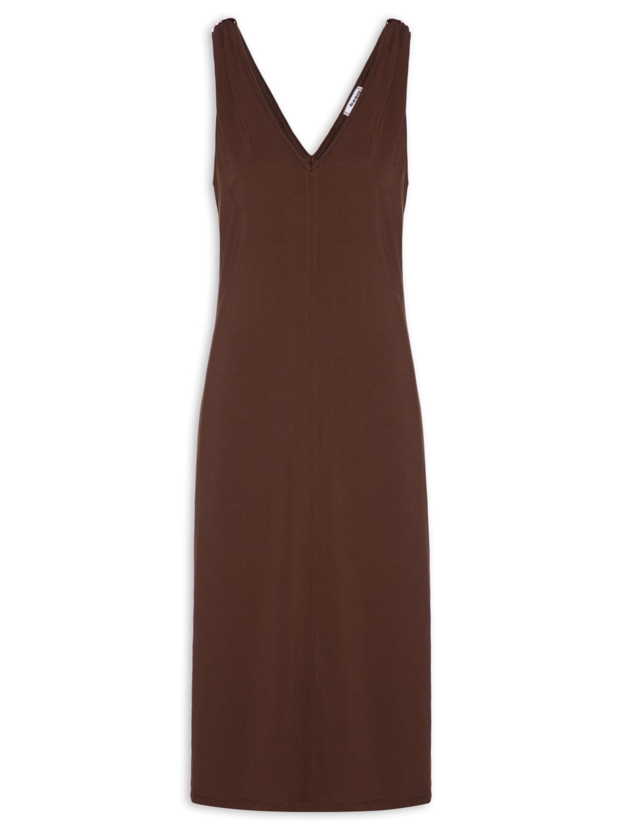 Vestido Midi Detalhe Em Metal - Marrom