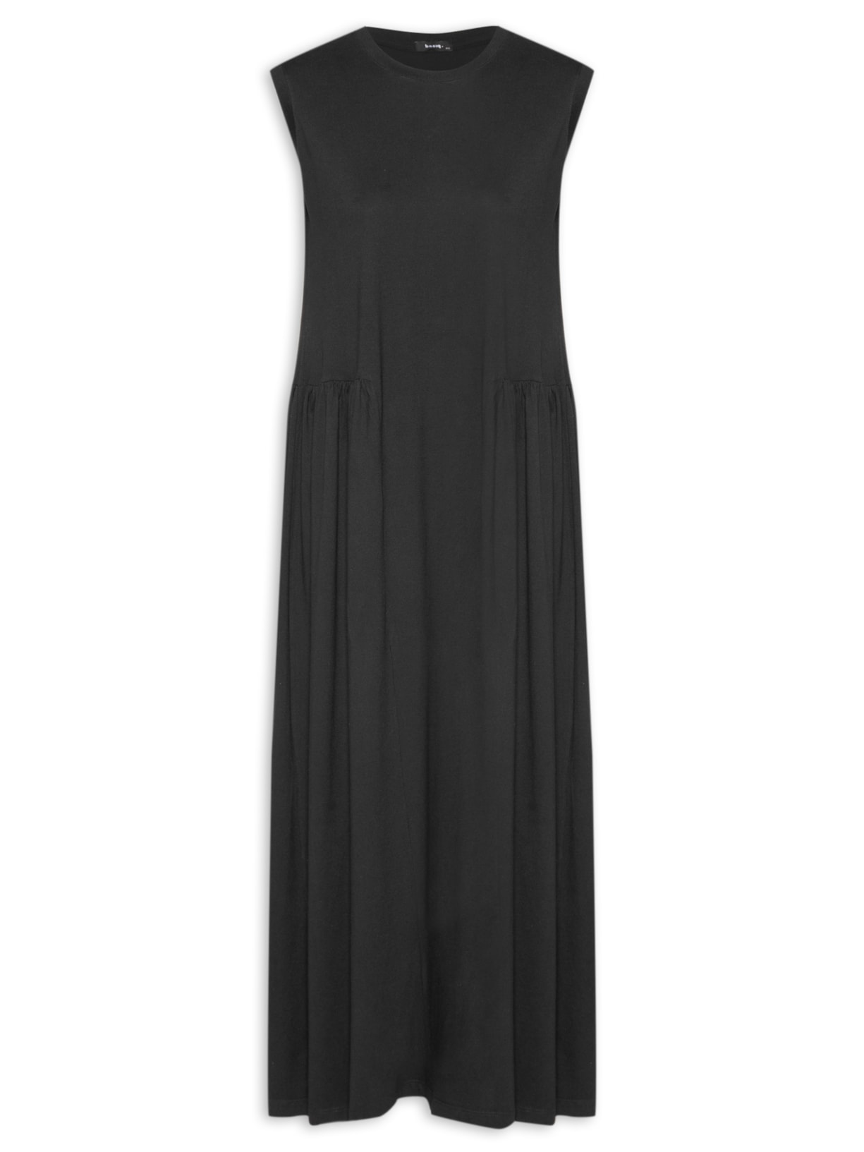 Vestido Midi Detalhe Franzido Com Bolso - Preto