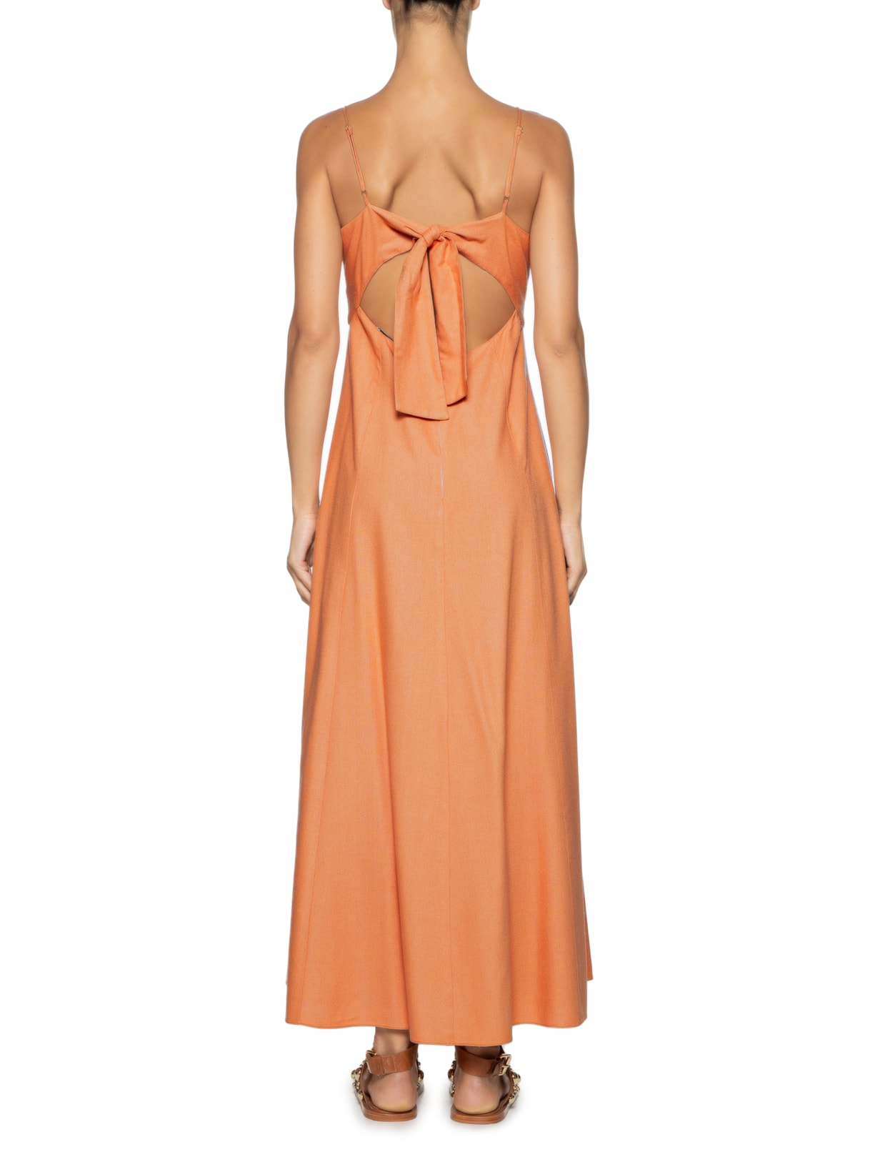 Vestido Midi Detalhe Metal Laranja Dress To