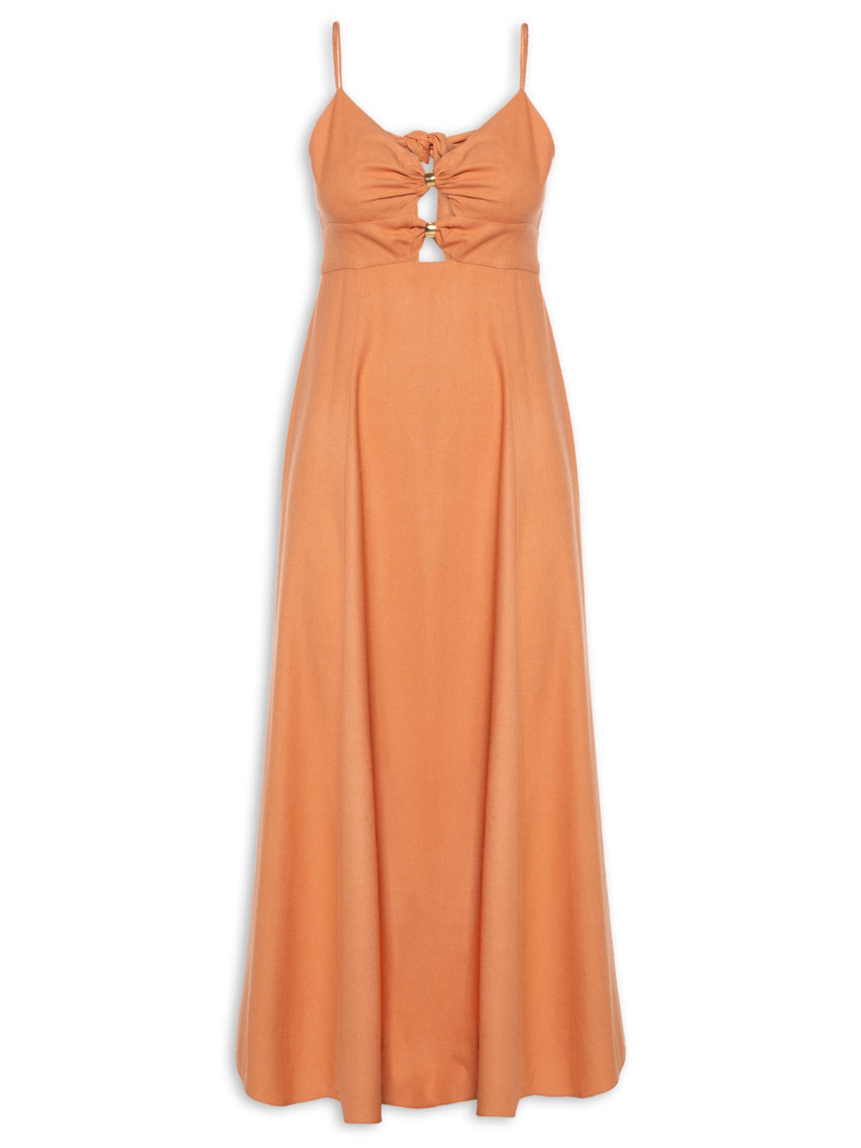 Vestido Midi Detalhe Metal Laranja Dress To
