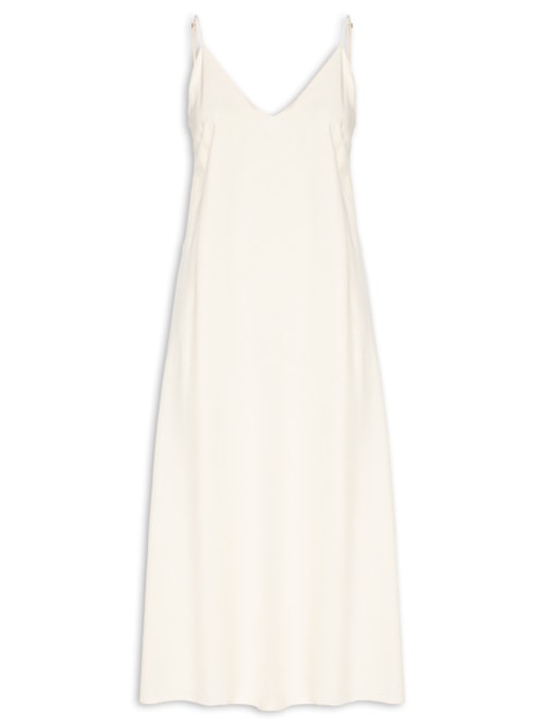 Vestido Midi Detalhe Tela – Bege