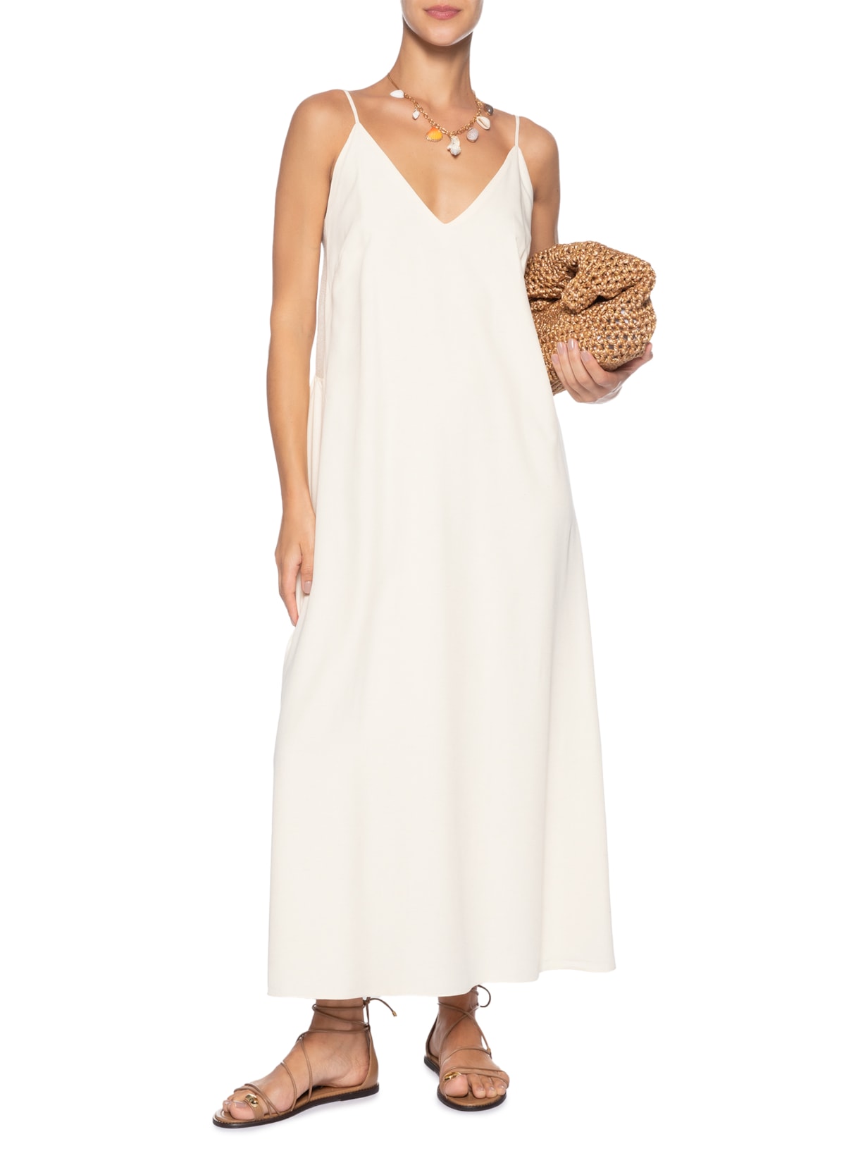 Vestido Midi Detalhe Tela – Bege Dress To